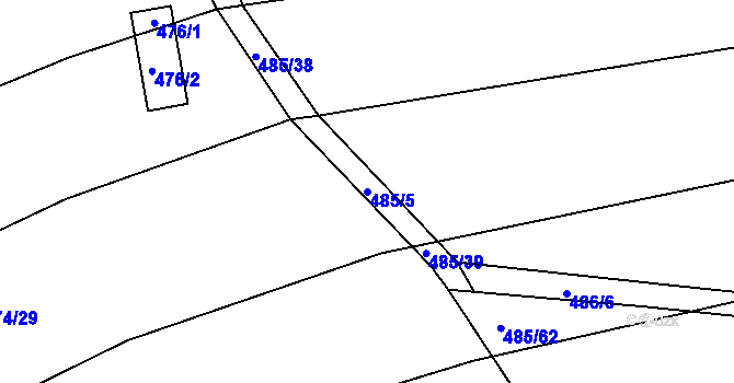 Parcela st. 485/5 v KÚ Opatovice u Vyškova, Katastrální mapa