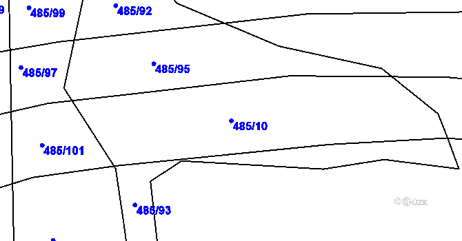Parcela st. 485/10 v KÚ Opatovice u Vyškova, Katastrální mapa