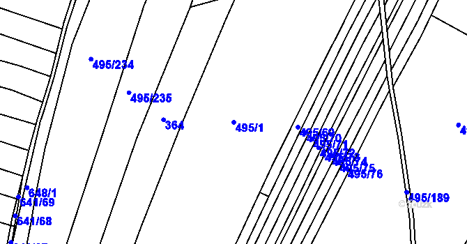 Parcela st. 495/1 v KÚ Opatovice u Vyškova, Katastrální mapa