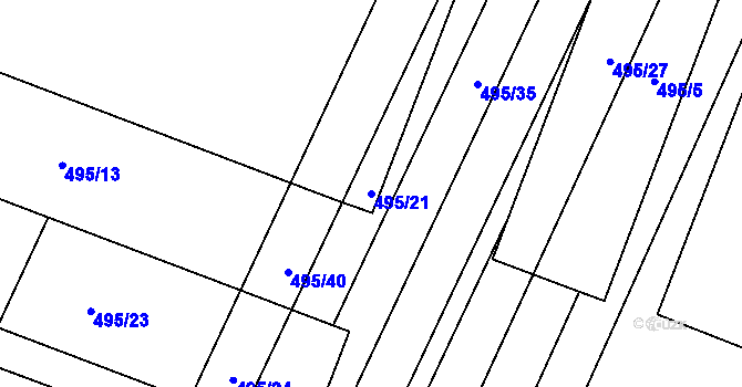 Parcela st. 495/21 v KÚ Opatovice u Vyškova, Katastrální mapa