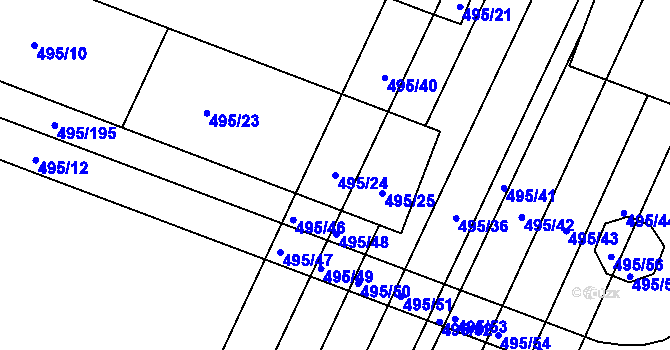 Parcela st. 495/24 v KÚ Opatovice u Vyškova, Katastrální mapa