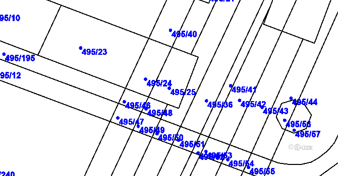 Parcela st. 495/25 v KÚ Opatovice u Vyškova, Katastrální mapa