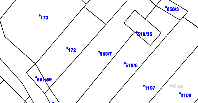 Parcela st. 518/7 v KÚ Opatovice u Vyškova, Katastrální mapa
