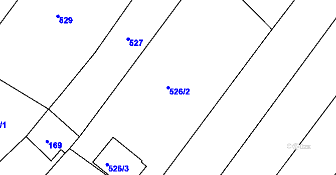 Parcela st. 526/2 v KÚ Opatovice u Vyškova, Katastrální mapa