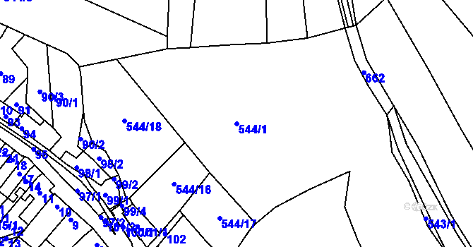 Parcela st. 544/1 v KÚ Opatovice u Vyškova, Katastrální mapa
