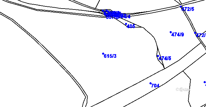 Parcela st. 615/3 v KÚ Opatovice u Vyškova, Katastrální mapa