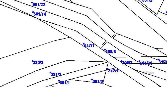 Parcela st. 647/1 v KÚ Opatovice u Vyškova, Katastrální mapa