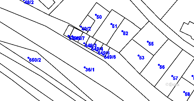 Parcela st. 649/5 v KÚ Opatovice u Vyškova, Katastrální mapa