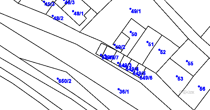 Parcela st. 649/7 v KÚ Opatovice u Vyškova, Katastrální mapa