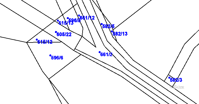 Parcela st. 661/2 v KÚ Opatovice u Vyškova, Katastrální mapa