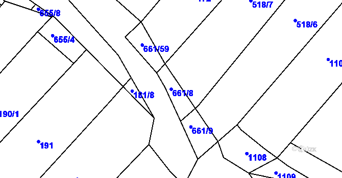 Parcela st. 661/8 v KÚ Opatovice u Vyškova, Katastrální mapa