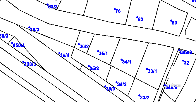 Parcela st. 35/1 v KÚ Opatovice u Vyškova, Katastrální mapa