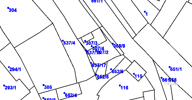 Parcela st. 307/2 v KÚ Opatovice u Vyškova, Katastrální mapa