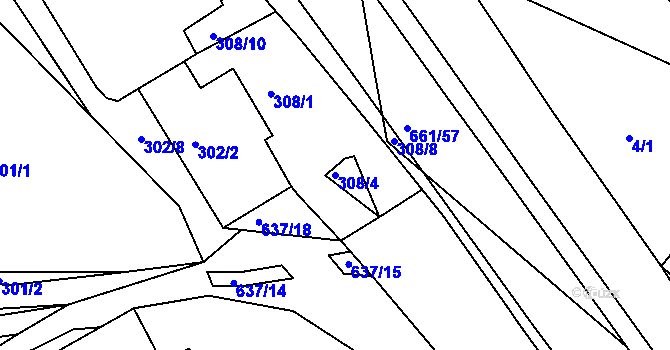 Parcela st. 308/4 v KÚ Opatovice u Vyškova, Katastrální mapa
