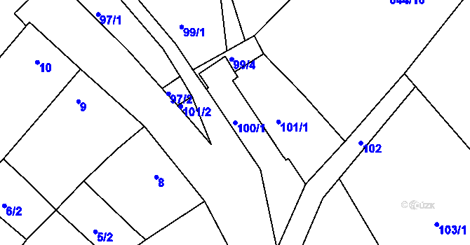 Parcela st. 100/1 v KÚ Opatovice u Vyškova, Katastrální mapa