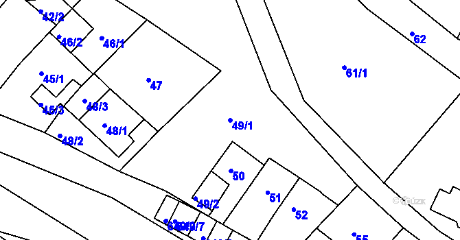 Parcela st. 49/1 v KÚ Opatovice u Vyškova, Katastrální mapa