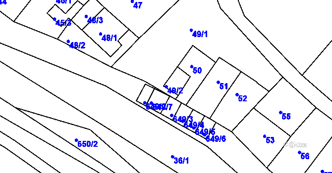 Parcela st. 49/2 v KÚ Opatovice u Vyškova, Katastrální mapa
