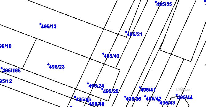 Parcela st. 495/40 v KÚ Opatovice u Vyškova, Katastrální mapa
