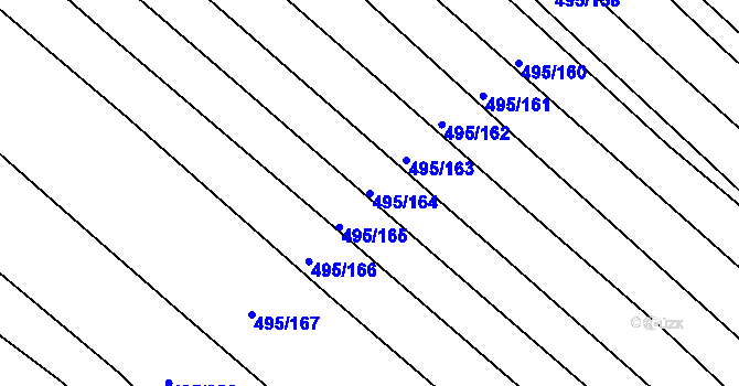 Parcela st. 495/164 v KÚ Opatovice u Vyškova, Katastrální mapa