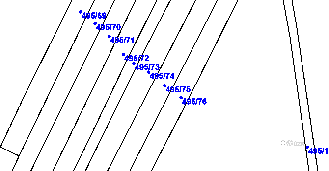 Parcela st. 495/75 v KÚ Opatovice u Vyškova, Katastrální mapa