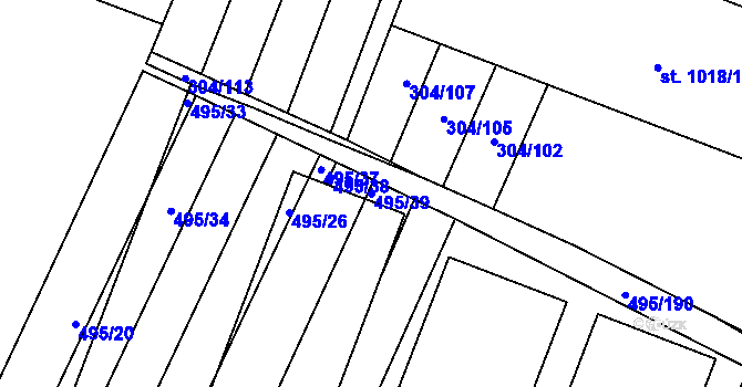 Parcela st. 495/39 v KÚ Opatovice u Vyškova, Katastrální mapa