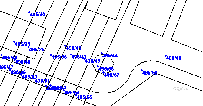 Parcela st. 495/44 v KÚ Opatovice u Vyškova, Katastrální mapa