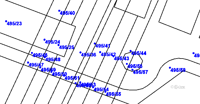 Parcela st. 495/42 v KÚ Opatovice u Vyškova, Katastrální mapa