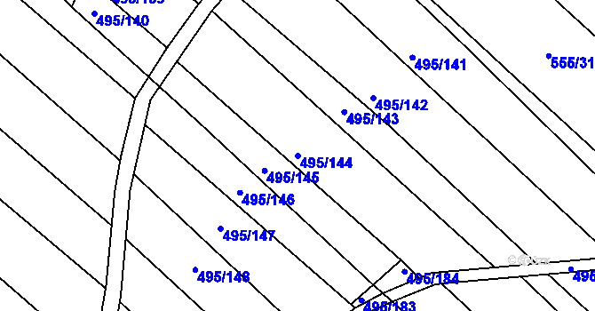 Parcela st. 495/144 v KÚ Opatovice u Vyškova, Katastrální mapa