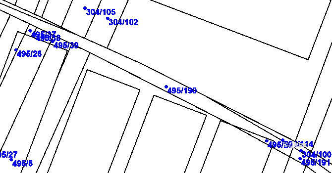 Parcela st. 495/190 v KÚ Opatovice u Vyškova, Katastrální mapa