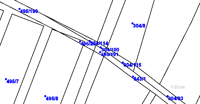 Parcela st. 495/191 v KÚ Opatovice u Vyškova, Katastrální mapa
