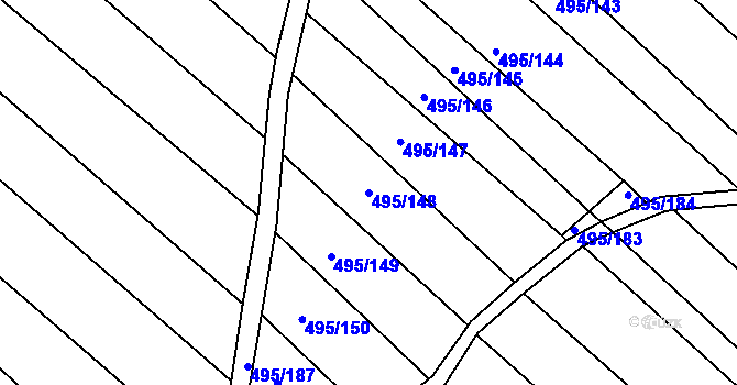 Parcela st. 495/148 v KÚ Opatovice u Vyškova, Katastrální mapa