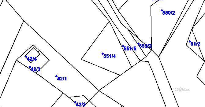 Parcela st. 551/4 v KÚ Opatovice u Vyškova, Katastrální mapa