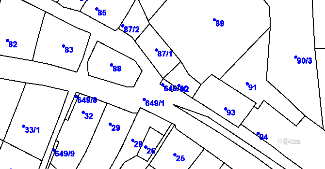 Parcela st. 649/10 v KÚ Opatovice u Vyškova, Katastrální mapa