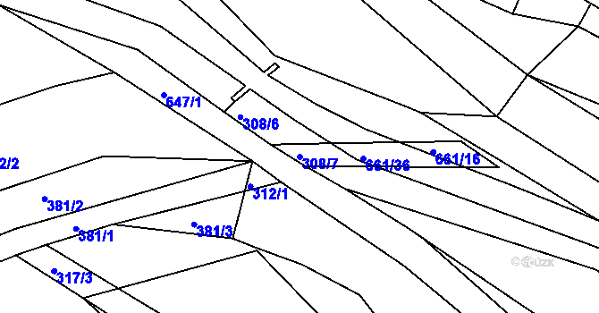 Parcela st. 308/7 v KÚ Opatovice u Vyškova, Katastrální mapa