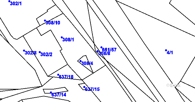 Parcela st. 308/8 v KÚ Opatovice u Vyškova, Katastrální mapa