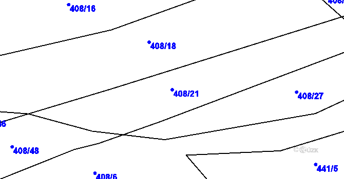 Parcela st. 408/21 v KÚ Opatovice u Vyškova, Katastrální mapa