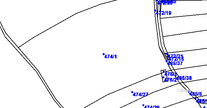 Parcela st. 474/1 v KÚ Opatovice u Vyškova, Katastrální mapa