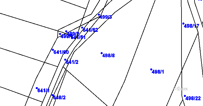 Parcela st. 498/8 v KÚ Opatovice u Vyškova, Katastrální mapa