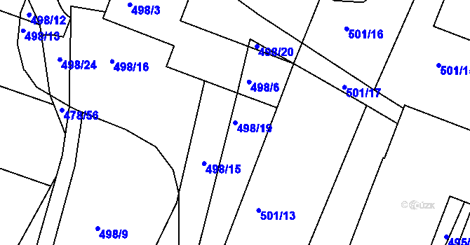 Parcela st. 498/19 v KÚ Opatovice u Vyškova, Katastrální mapa