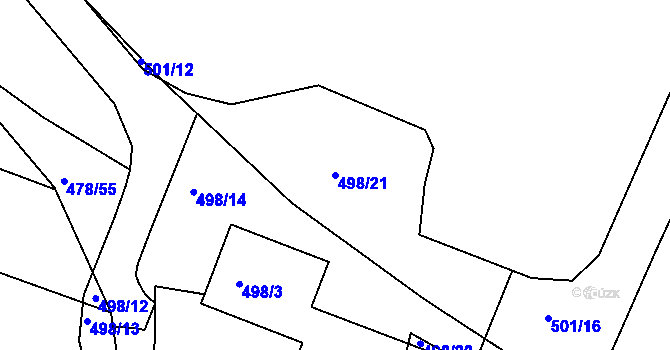 Parcela st. 498/21 v KÚ Opatovice u Vyškova, Katastrální mapa