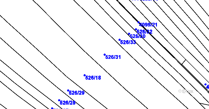 Parcela st. 526/31 v KÚ Opatovice u Vyškova, Katastrální mapa