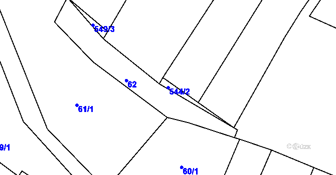 Parcela st. 544/2 v KÚ Opatovice u Vyškova, Katastrální mapa