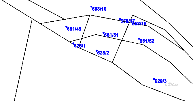 Parcela st. 628/2 v KÚ Opatovice u Vyškova, Katastrální mapa