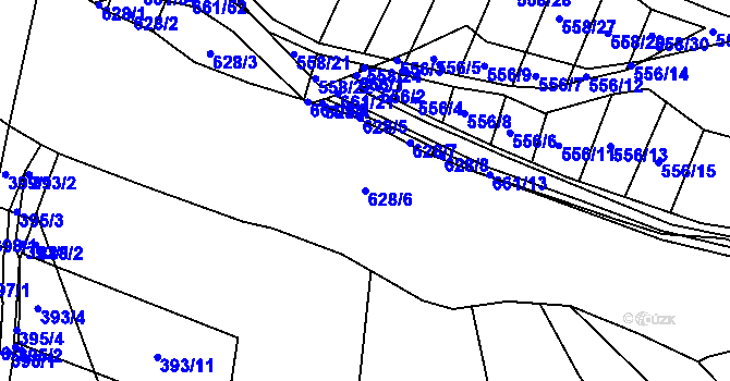 Parcela st. 628/6 v KÚ Opatovice u Vyškova, Katastrální mapa