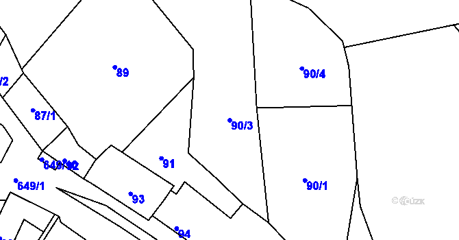 Parcela st. 90/3 v KÚ Opatovice u Vyškova, Katastrální mapa