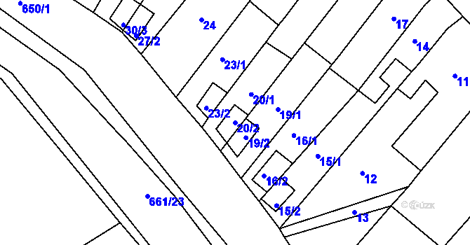 Parcela st. 20/2 v KÚ Opatovice u Vyškova, Katastrální mapa