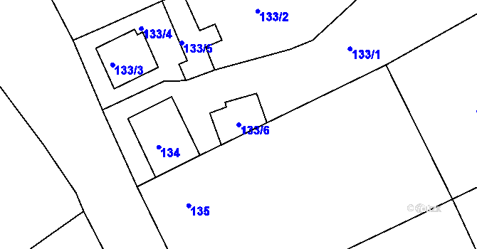 Parcela st. 133/6 v KÚ Opatovice u Vyškova, Katastrální mapa