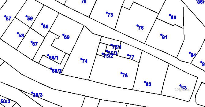 Parcela st. 75/2 v KÚ Opatovice u Vyškova, Katastrální mapa