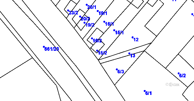 Parcela st. 15/2 v KÚ Opatovice u Vyškova, Katastrální mapa