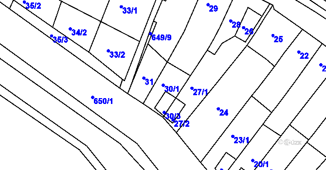 Parcela st. 30/1 v KÚ Opatovice u Vyškova, Katastrální mapa